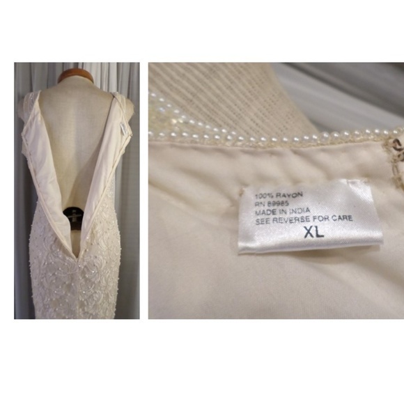 Lady XL Cream Formal Dress Jacket Set Bead Sequin - Picture 2 of 8